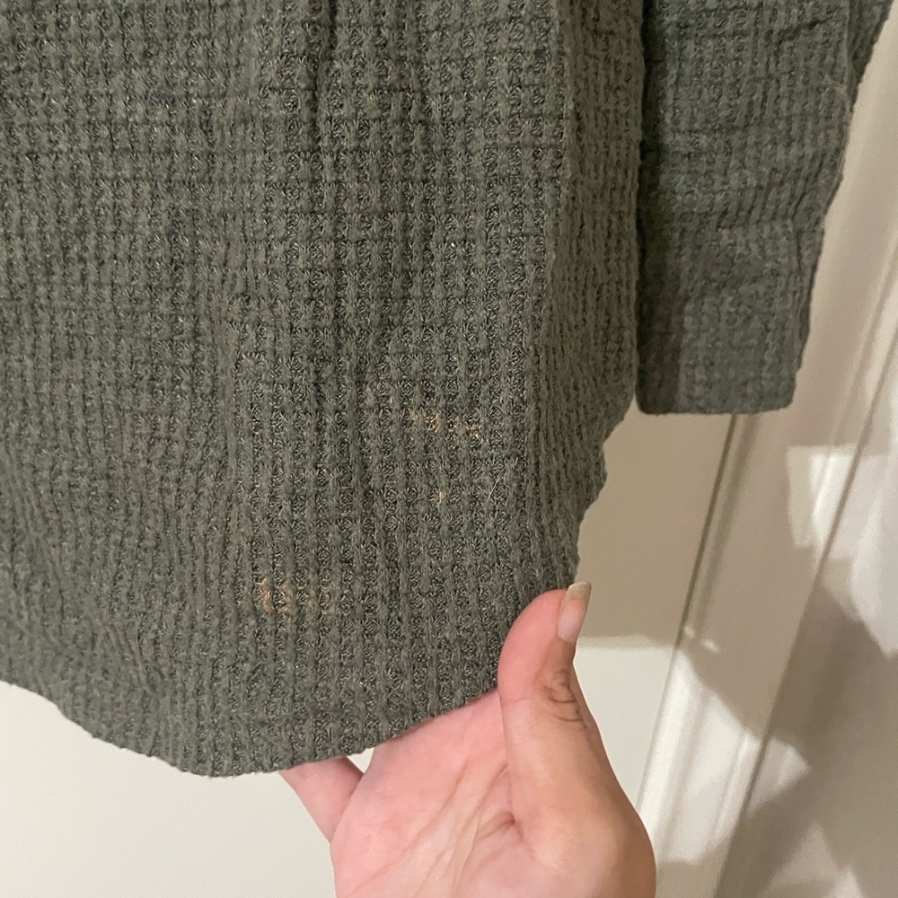 Old Navy LS Plush Waffle Knit Henley Tunic - Olive Green - Small - Picture 6 of 6